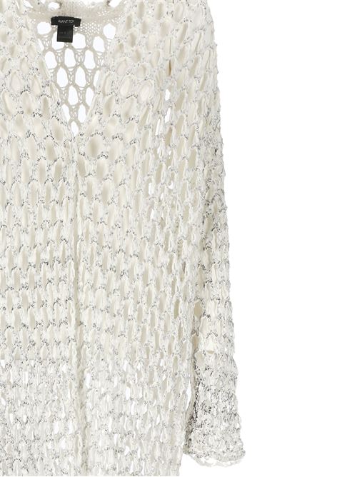 white cotton open knit foiled finish Avant Toi | 224SD1852TOTVL-HV00062